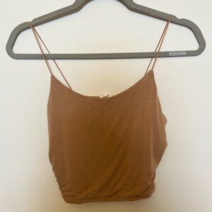 Garage Brown Spaghetti-Strap Crop Camisole